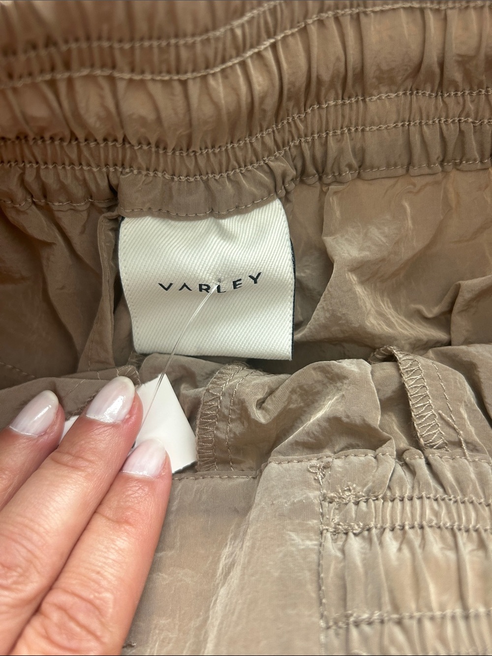 Varley Women's Athletic Shorts - Taupe with White Drawstring - Picture 2 of 6